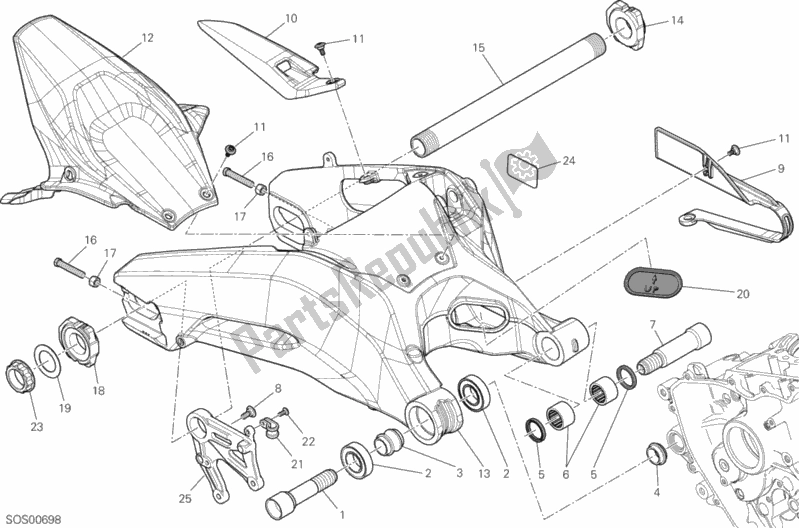Tutte le parti per il Forcellone Posteriore del Ducati Superbike 959 Panigale ABS 2017